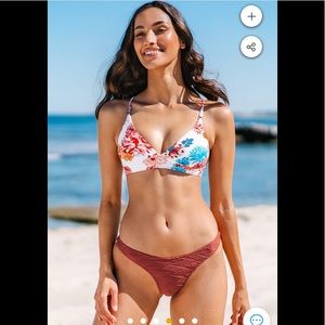 Cupshe Floral Printed Textured Bikini